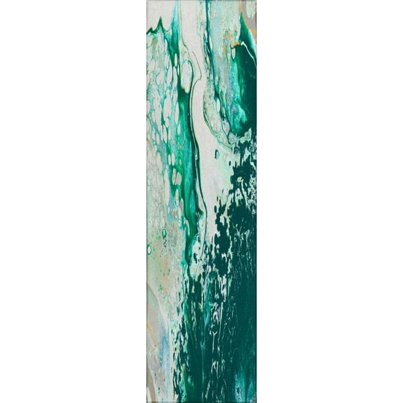Addison Rugs Indoor/ Outdoor Addison Karina Abstract Washable Area Rug 2'3" x 7'6" - Green