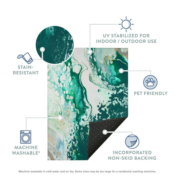 Addison Rugs Indoor/ Outdoor Addison Karina Abstract Washable Area Rug 2'3" x 7'6" - Seaglass