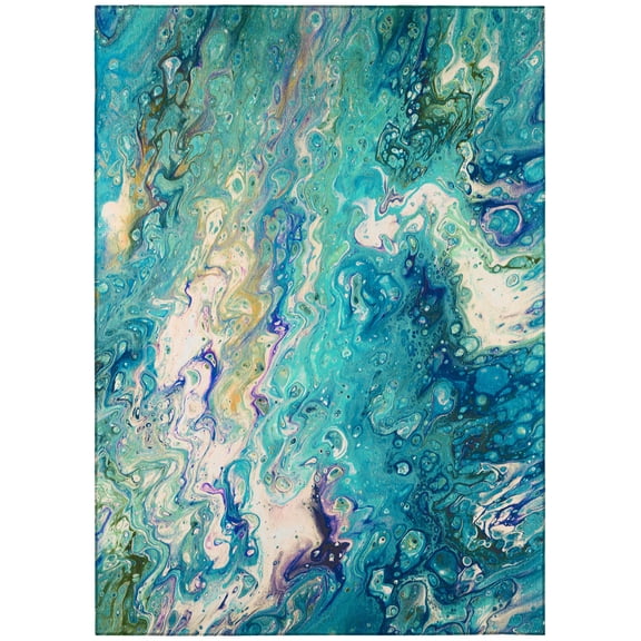 Addison Rugs Indoor/ Outdoor Addison Karina Abstract Washable Area Rug 5' x 7'6" - Seaglass