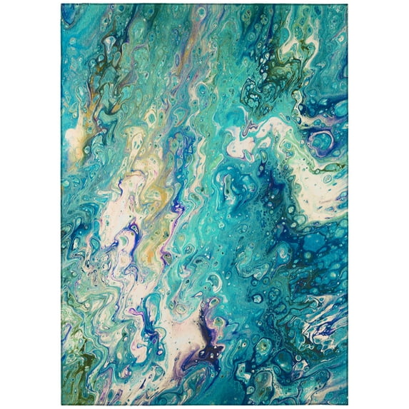 Addison Rugs Indoor/ Outdoor Addison Karina Abstract Washable Area Rug 5' x 7'6" - Seaglass
