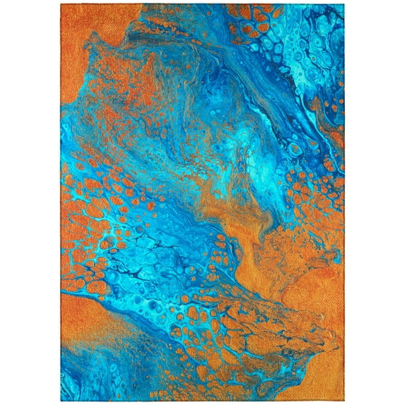 Addison Rugs Indoor/ Outdoor Addison Karina Abstract Washable Area Rug 9' x 12' - Cobalt