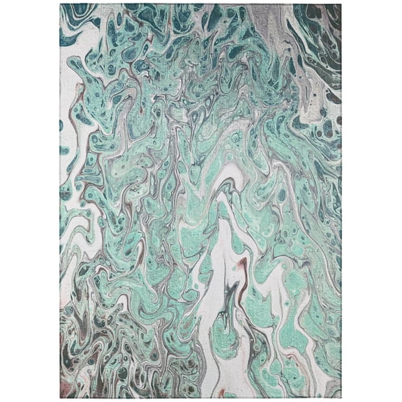 Karina Green Contemporary Artistic Color Splash 9' x 12' Non-Skid Area Rug
