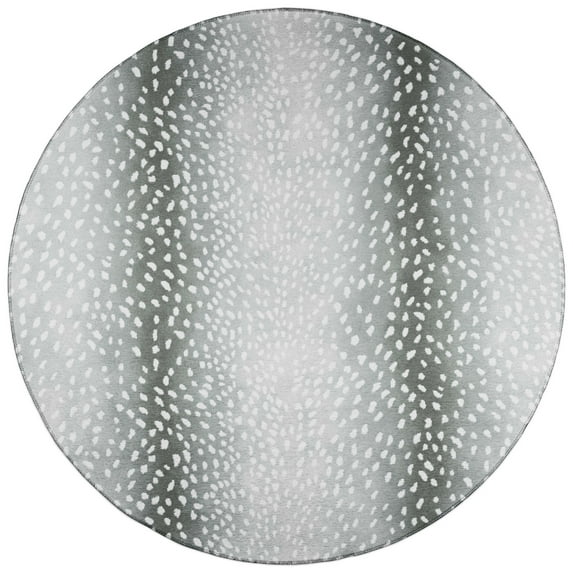 Safari Grey Gazelle Animal Print 8' Round Non-Skid Area Rug