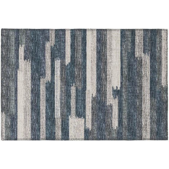 Yuma Indoor/Outdoor Grey Mid-Century Striped 1'8" x 2'6" Non-Skid Accent Rug