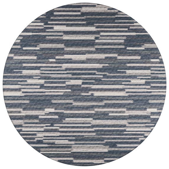 Addison Rugs Indoor/ Outdoor Addison Yuma Bold Striped Washable Area Rug 8' x 8' - Gray