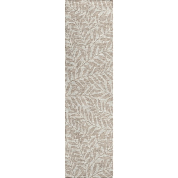 Addison Rugs Indoor/ Outdoor Addison Yuma Foliage Motif Washable Area Rug 2'3" x 7'6" - Taupe