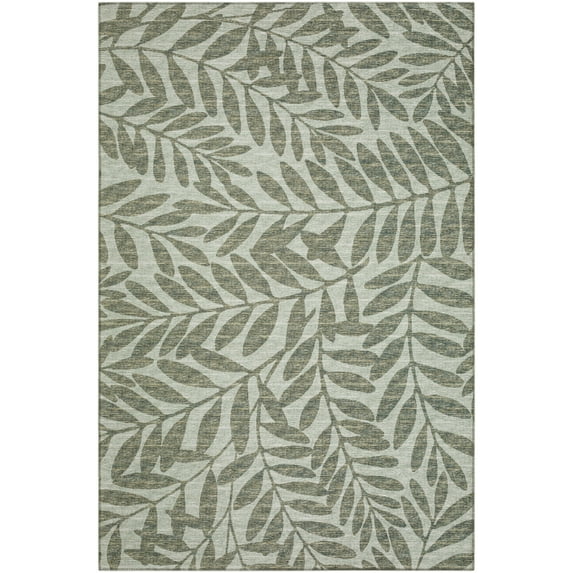 Yuma Indoor/Outdoor Green Bohemian Tropical Leaves 3' x 5' Non-Skid Area Rug