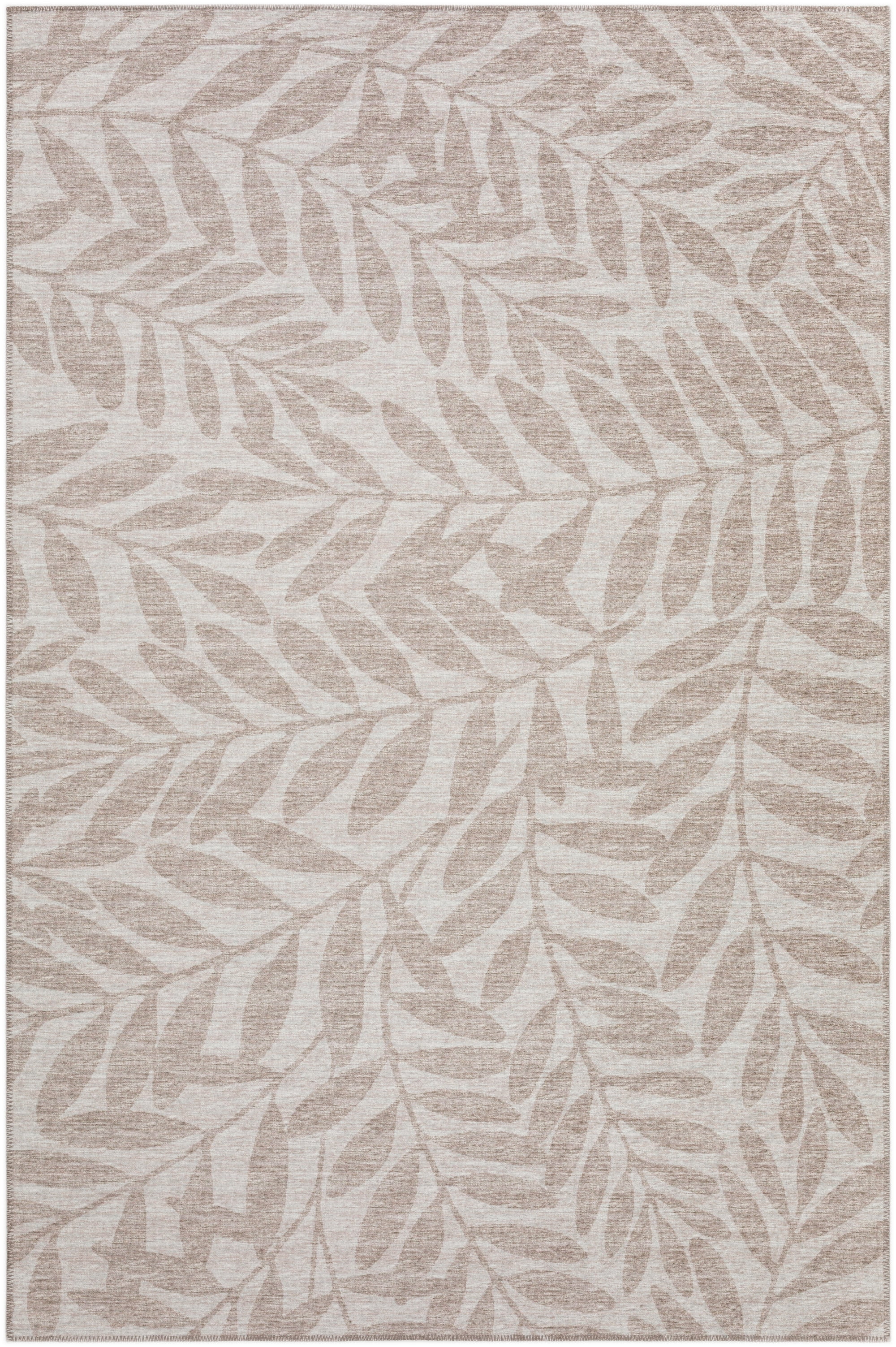 Taupe Floral Chenille Rectangular 5' x 7' Washable Area Rug