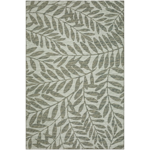 Yuma Indoor/Outdoor Green Bohemian Tropical Leaves 8’ x 10’ Non-Skid Area Rug