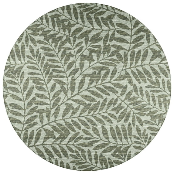 Addison Rugs Indoor/ Outdoor Addison Yuma Foliage Motif Washable Area Rug 8' x 8' - Green