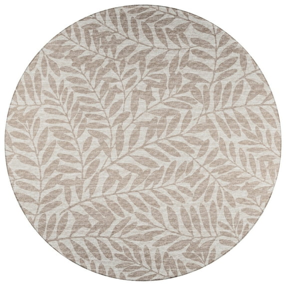 Addison Rugs Indoor/ Outdoor Addison Yuma Foliage Motif Washable Area Rug 8' x 8' - Taupe