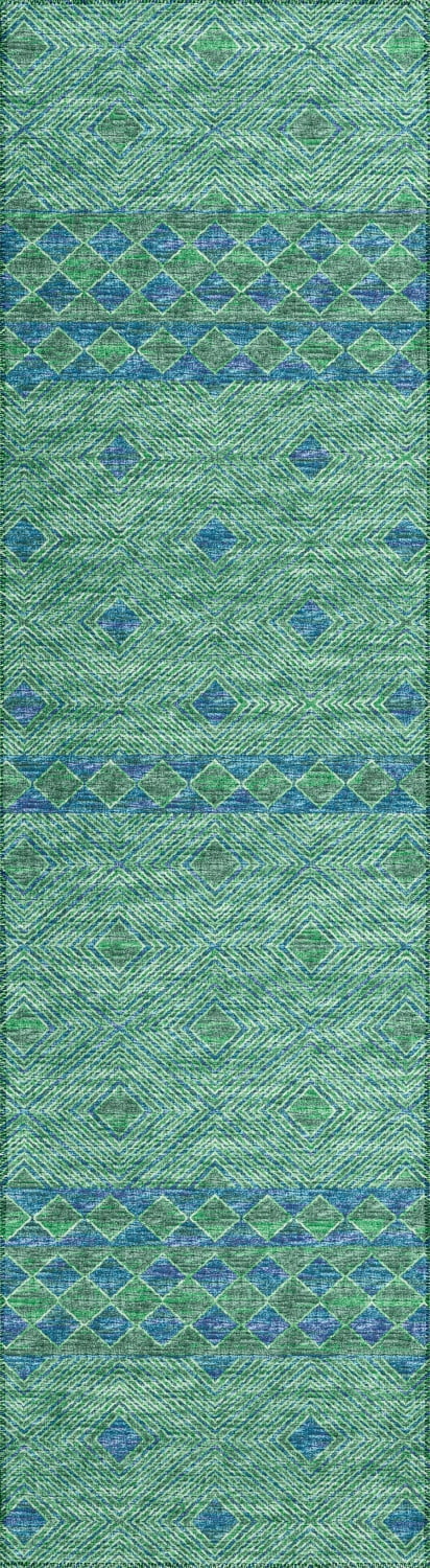 Addison Rugs Yuma Green Transitional Southwest 2'3" x 7'6" Runner Rug Green AYU31