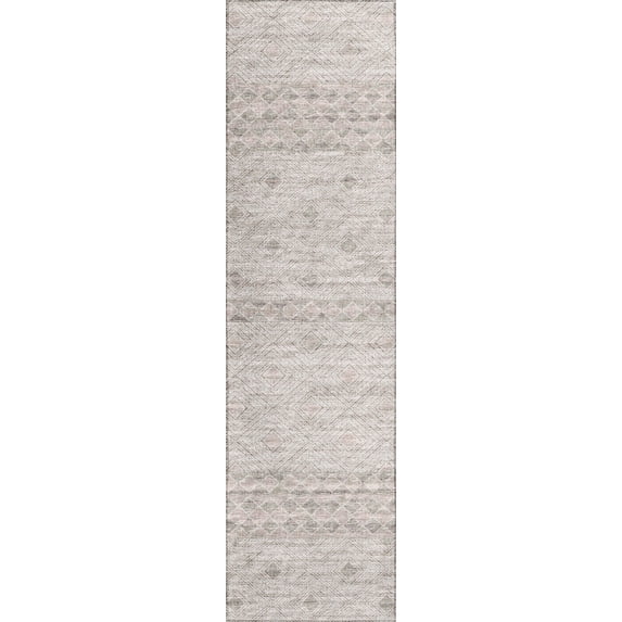 Yuma Indoor/Outdoor Beige Transitional Southwest 2’3" x 7’6" Non-Skid Runner Rug