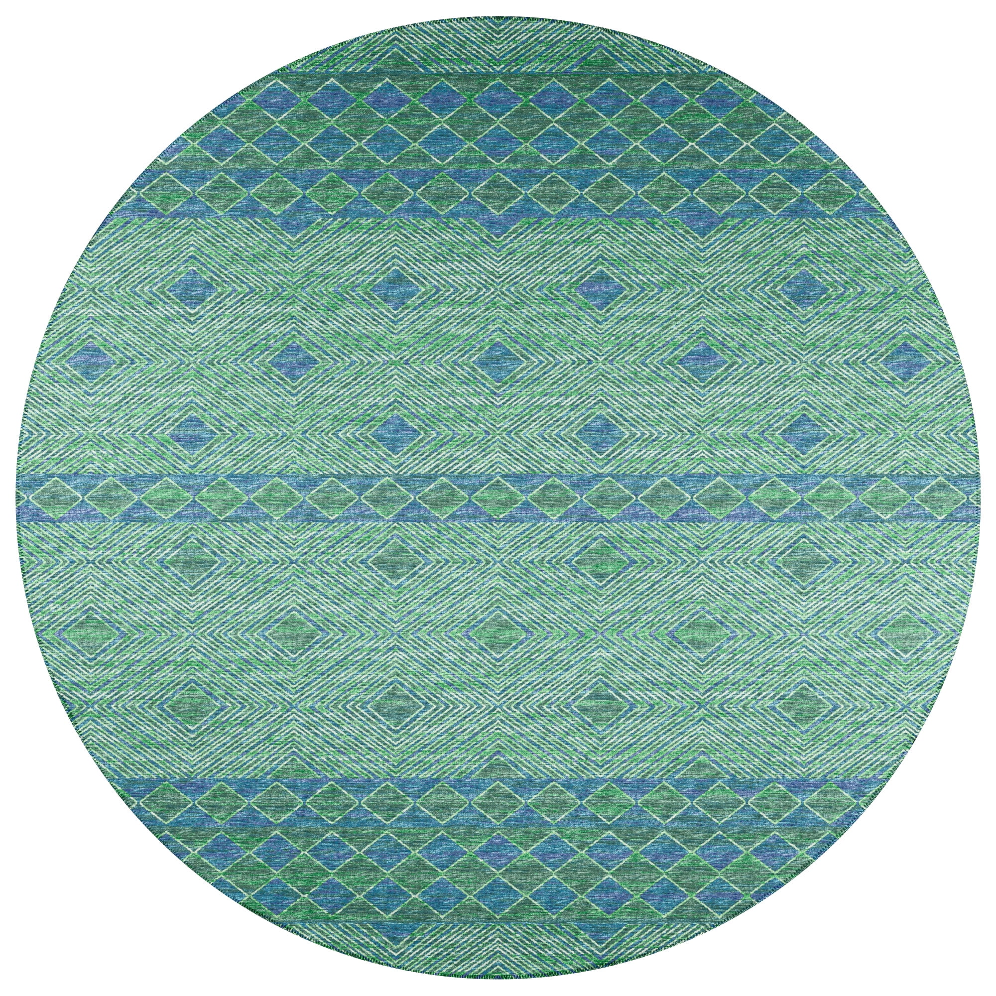Addison Rugs Indoor/ Outdoor Addison Yuma Geometric Southwest Washable Rug 8' x 8' - Green