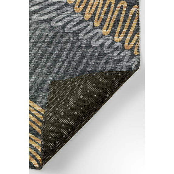 Yuma Indoor/Outdoor Grey Tropical Boho Leaves 1'8" x 2'6" Non-Skid Accent Rug