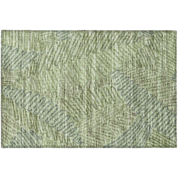 Yuma Indoor/Outdoor Green Tropical Boho Leaves 1'8" x 2'6" Non-Skid Accent Rug