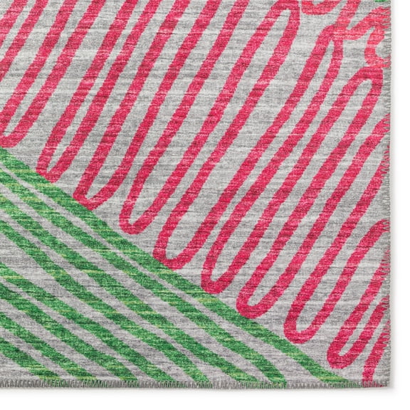 Yuma Indoor/Outdoor Pink Tropical Boho Leaves 1'8" x 2'6" Non-Skid Accent Rug