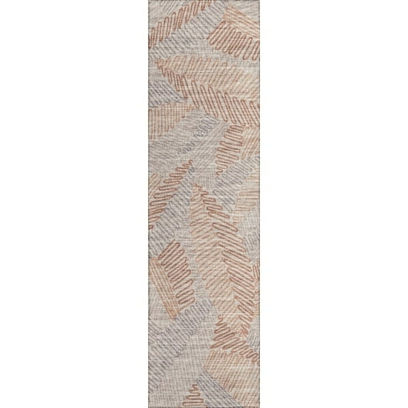 Addison Rugs Indoor/ Outdoor Addison Yuma Modern Palm Leaf Washable Area Rug 2'3" x 7'6" - Mocha