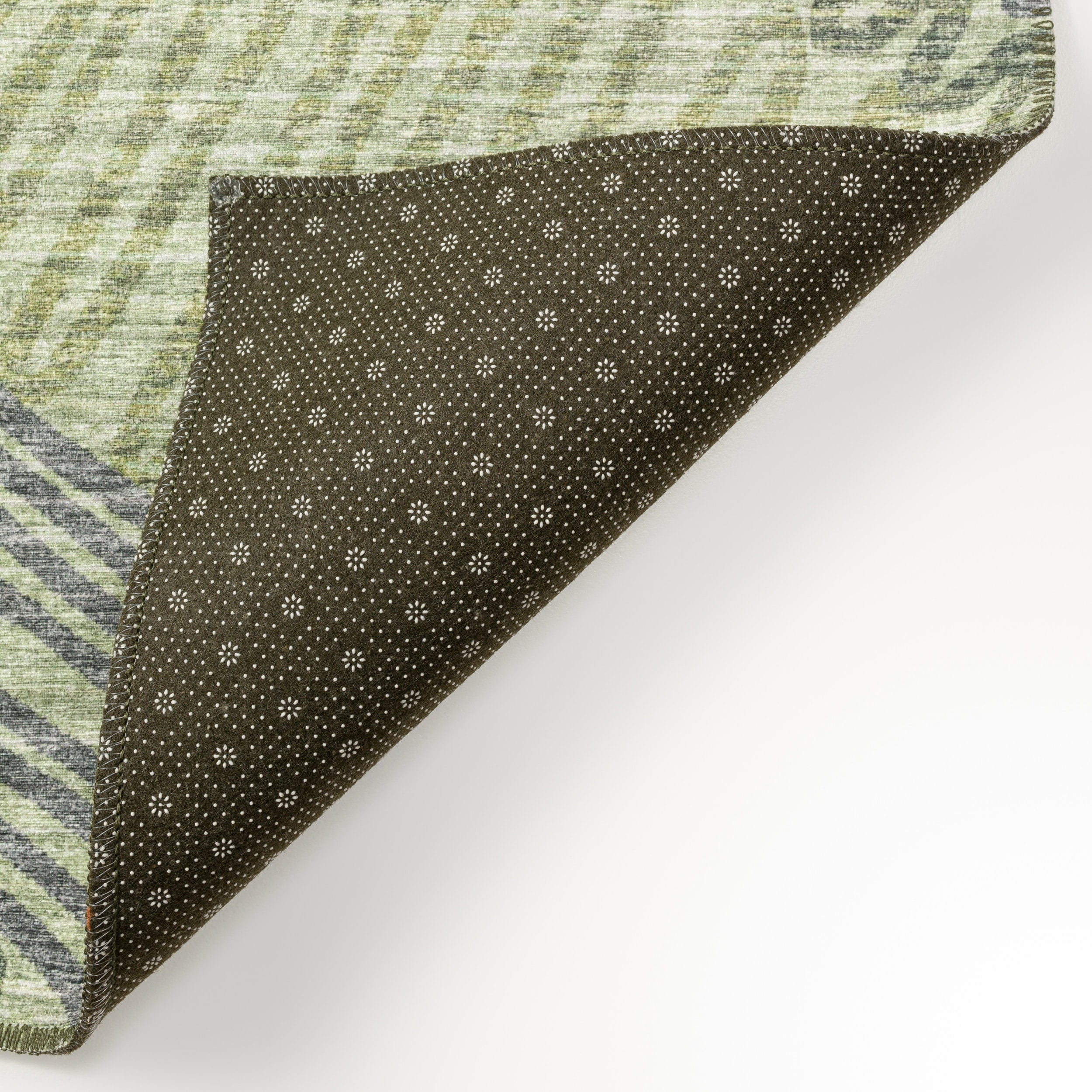 Yuma Green Abstract Chenille Washable 5' x 7' Area Rug