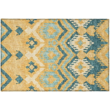 Addison Rugs Indoor/ Outdoor Addison Yuma Southwest Ikat Washable Area Rug 1'8" x 2'6" - Yellow