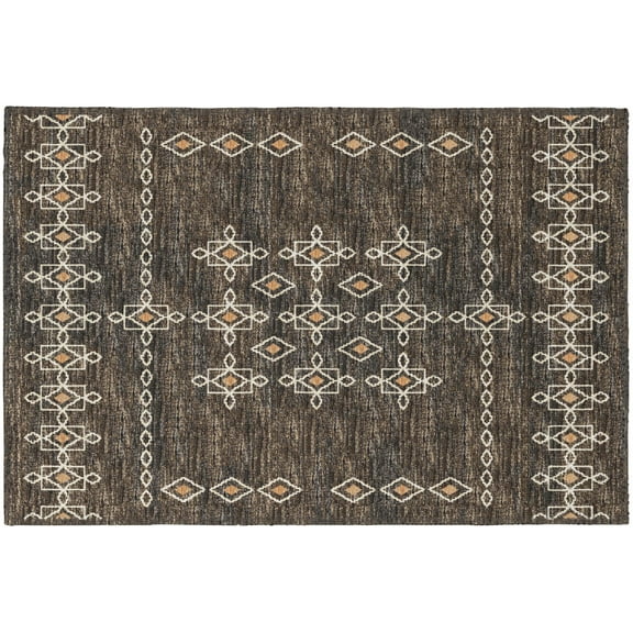 Yuma Indoor/Outdoor Brown Southwest 1'8" x 2'6" Non-Skid Accent Rug