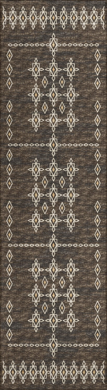 Addison Rugs Indoor/ Outdoor Addison Yuma Southwest Motif Washable Area Rug 2'3" x 7'6" - Brown