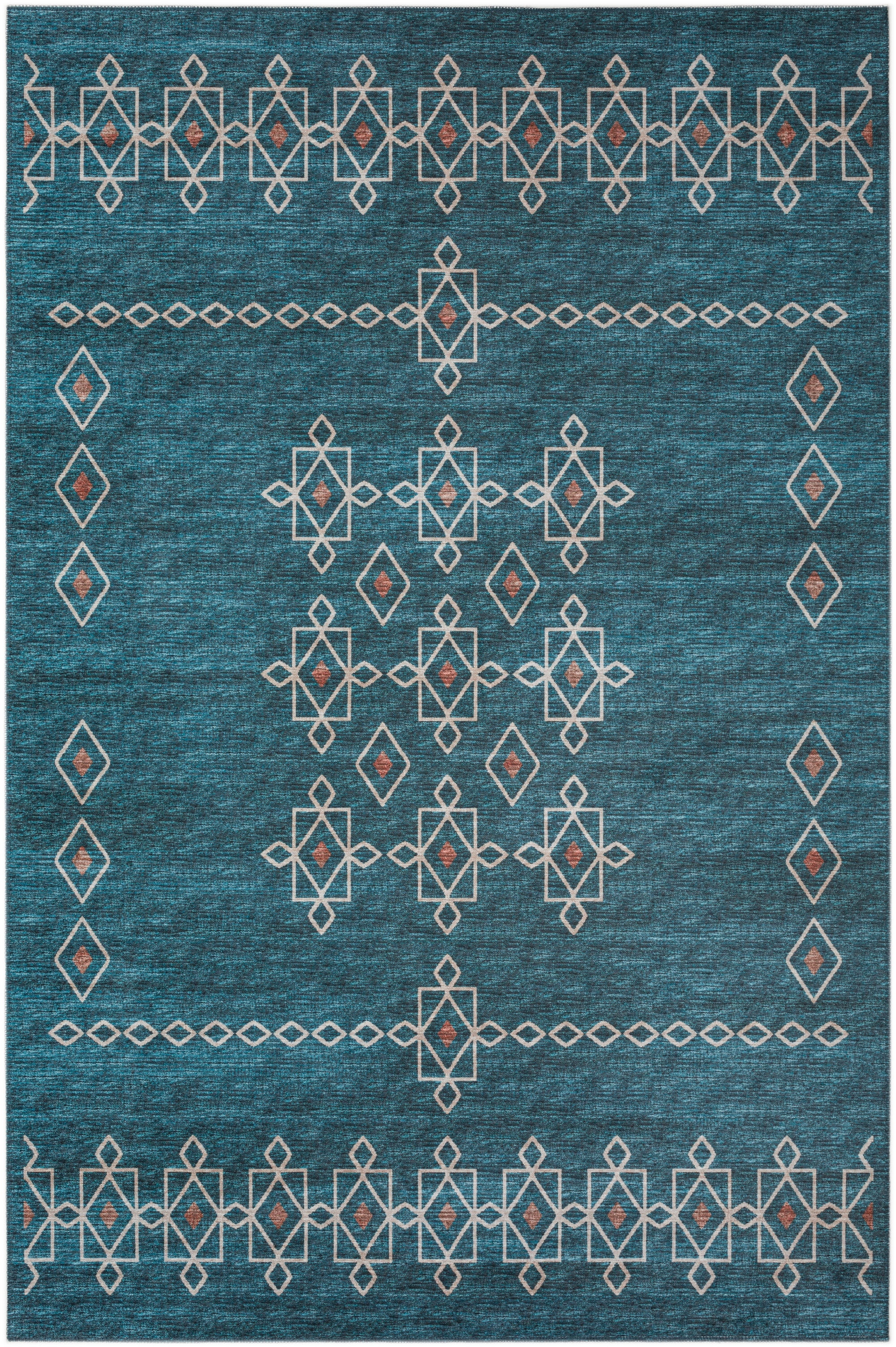 Yuma Indoor/Outdoor Blue Southwest 9' x 12' Non-Skid Area Rug