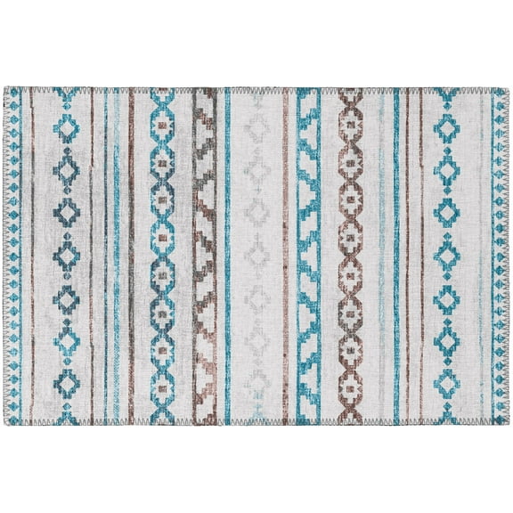 Yuma Indoor/Outdoor Grey Bohemian Tribal Chevron 1'8" x 2'6" Non-Skid Accent Rug