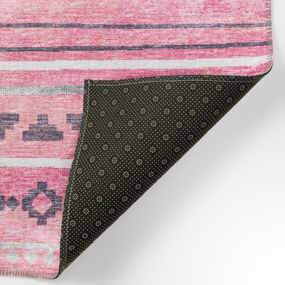 Addison Rugs Indoor/ Outdoor Addison Yuma Southwest Striped Washable Area Rug 8' x 8' - Pink