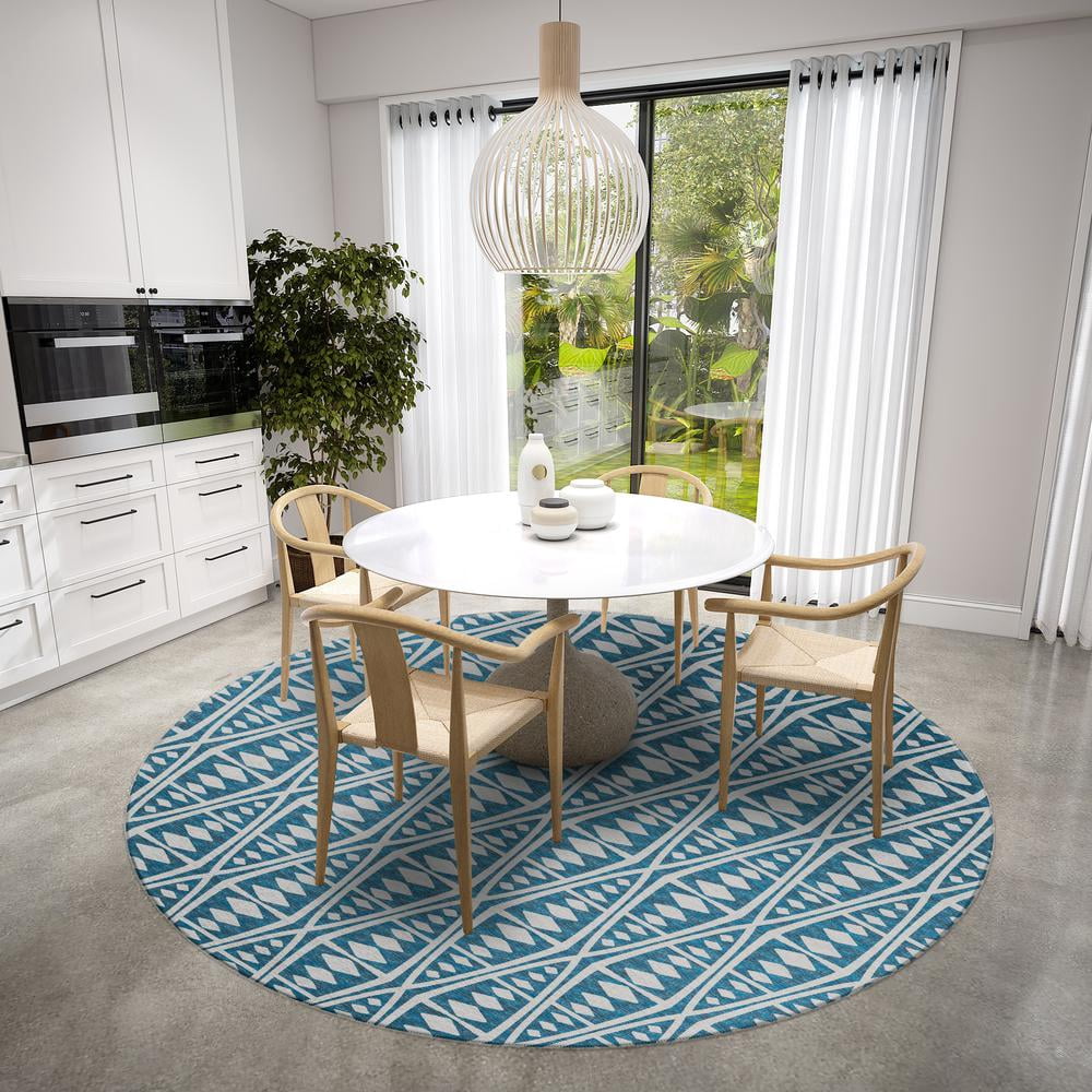 Yuma Blue Southwestern Southwest 8 ft x 8 ft Area Rug Blue AYU36 ...
