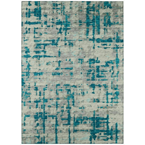Bravado Indoor/Outdoor Blue Abstract Camo 10' x 14' Non-Skid Area Rug
