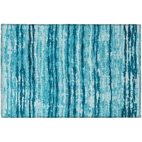 Addison Rugs Indoor/ Outdoor Bravado Abstract Striped Baja Washable Area Rug 1'8" x 2'6" - Blue