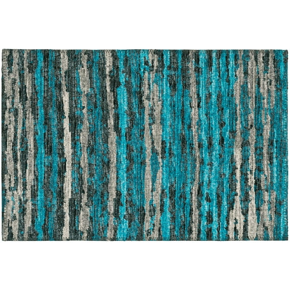Bravado Indoor/Outdoor Blue Stripe 1'8" x 2'6" Non-Skid Accent Rug