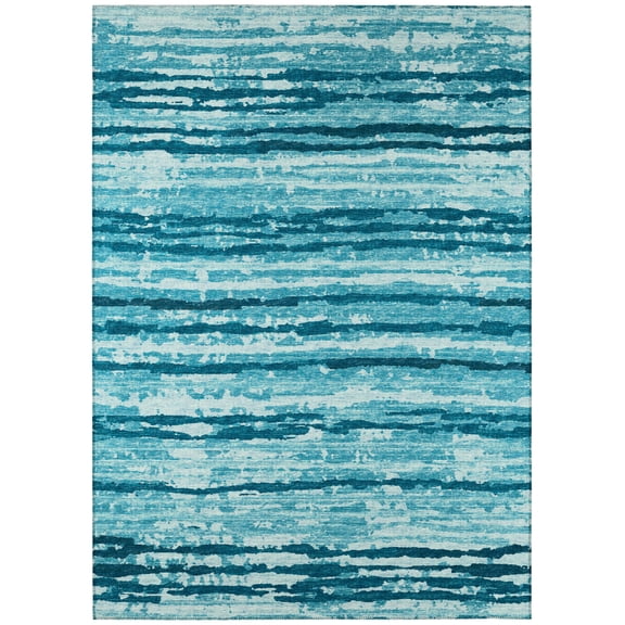 Addison Rugs Indoor/ Outdoor Bravado Abstract Striped Baja Washable Area Rug 3' x 5' - Blue