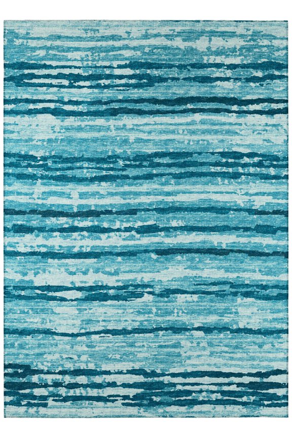 Addison Rugs Indoor/ Outdoor Bravado Abstract Striped Baja Washable Area Rug 3' x 5' - Blue