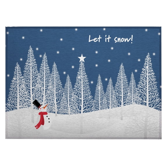 Addison Rugs Indoor/ Outdoor Cozy Winter Blue Washable Let It Snowman Rug 1'8" x 2'6" - Blue