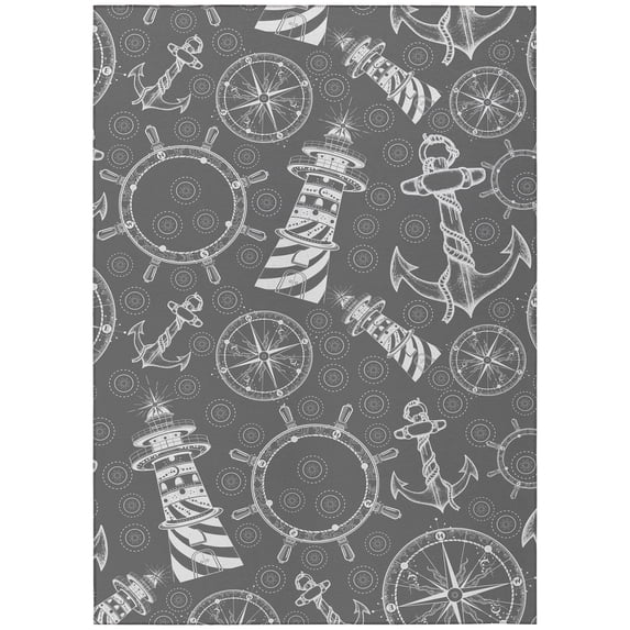 Addison Rugs Indoor/Outdoor Harpswell Lighthouse Washable Rug 9' x 12' - Grey