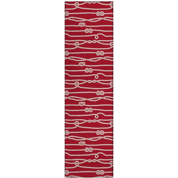 Addison Rugs Indoor/Outdoor Harpswell Ocean Rope Washable Rug 2'3" x 7'6" Runner - Ruby