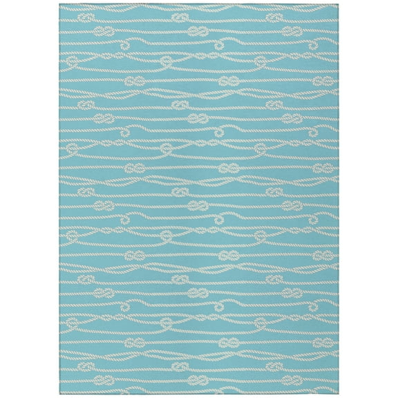 Addison Rugs Indoor/Outdoor Harpswell Ocean Rope Washable Rug 5' x 7'6" - Light Blue