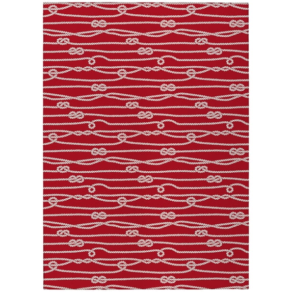 Addison Rugs Indoor/Outdoor Harpswell Ocean Rope Washable Rug 5' x 7'6" - Ruby