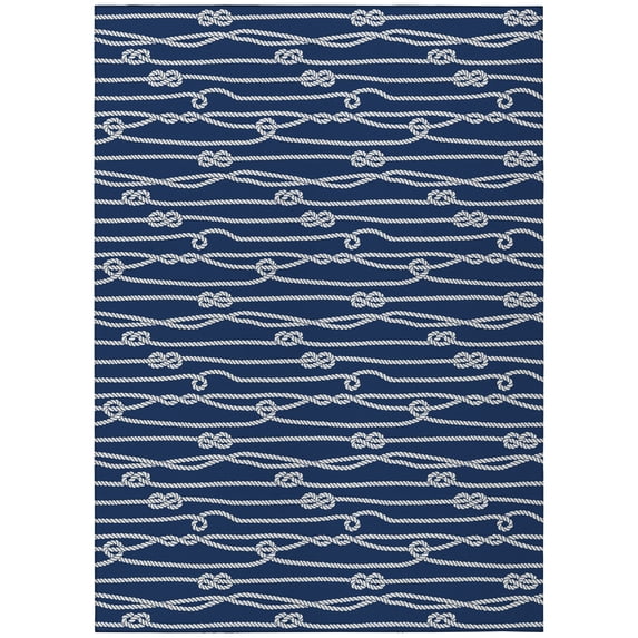 Addison Rugs Indoor/Outdoor Harpswell Ocean Rope Washable Rug 9' x 12' - Navy