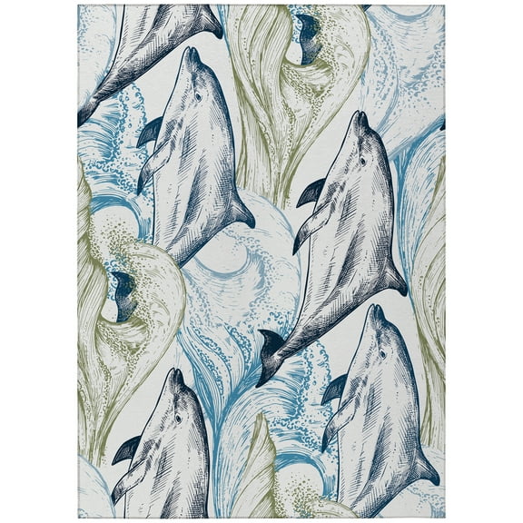 Addison Rugs Indoor/Outdoor Harpswell Sea Life Washable Rug 5' x 7'6"