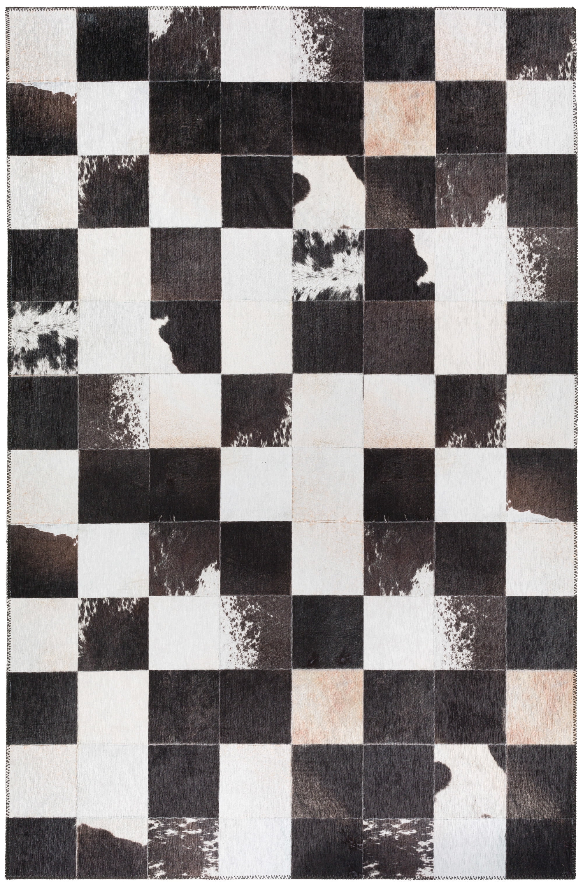 Addison Rugs Indoor/ Outdoor Laredo Faux Hide Square Patchwork Washable ...