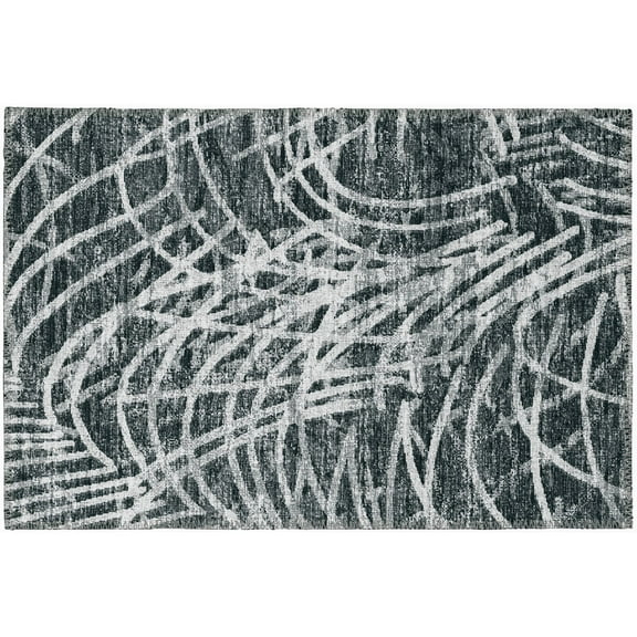 Addison Rugs Indoor/Outdoor Rylee Abstract Washable Rug 1'8" x 2'6" - Charcoal