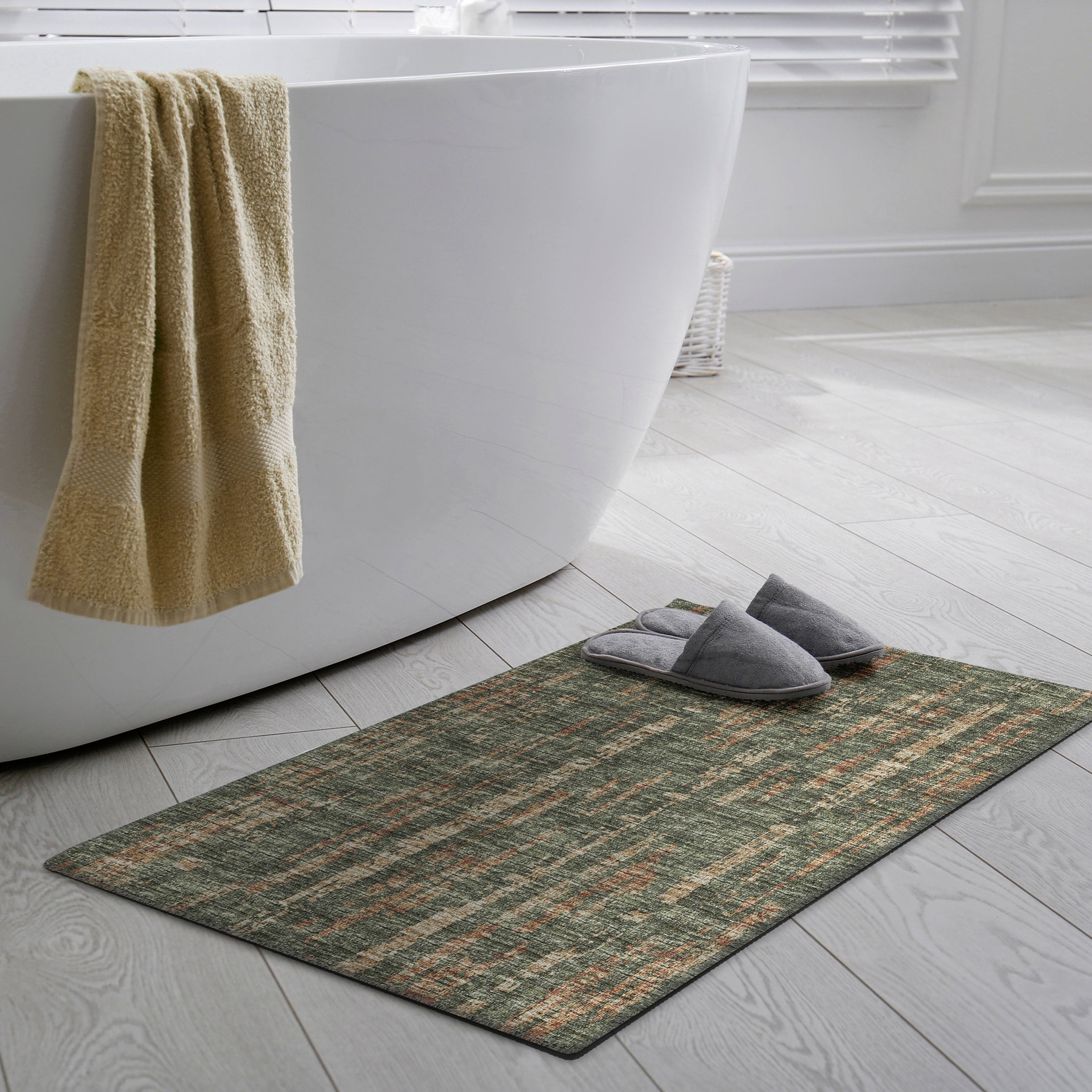 Green Abstract Chenille Flat Woven Non-slip Rug 1'8" x 2'6"