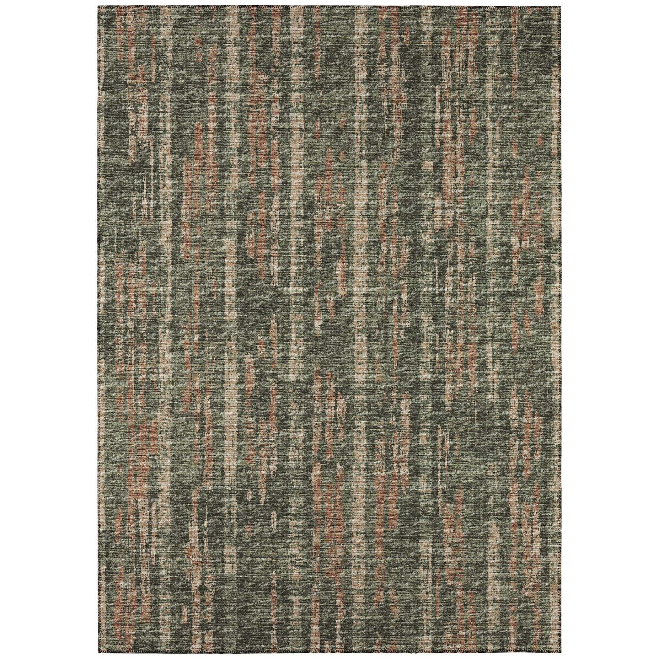 Rylee Green and Beige Flat Woven Chenille 8' x 10' Area Rug