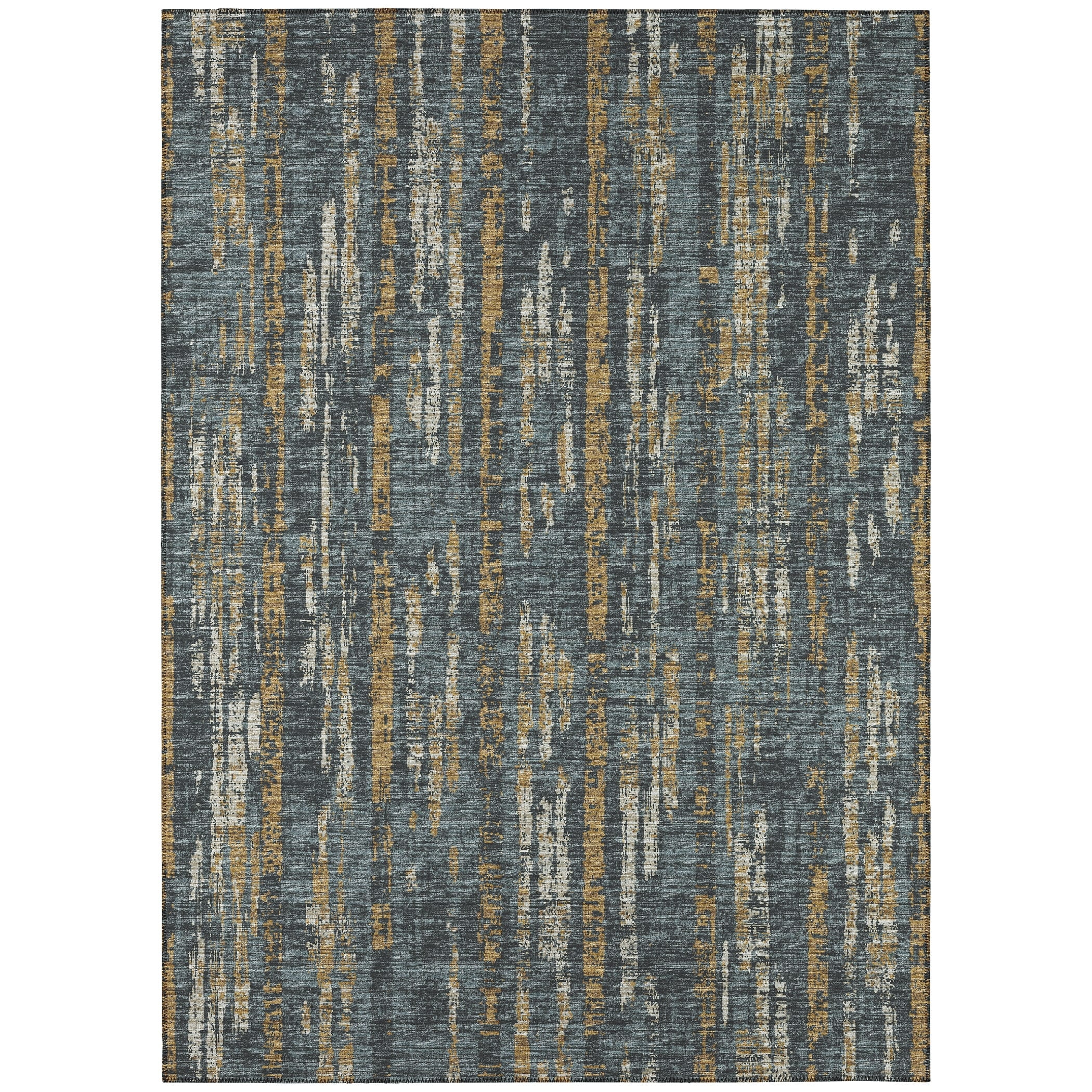 Gray and Gold Flat Woven Synthetic Non-slip 9' x 12' Area Rug