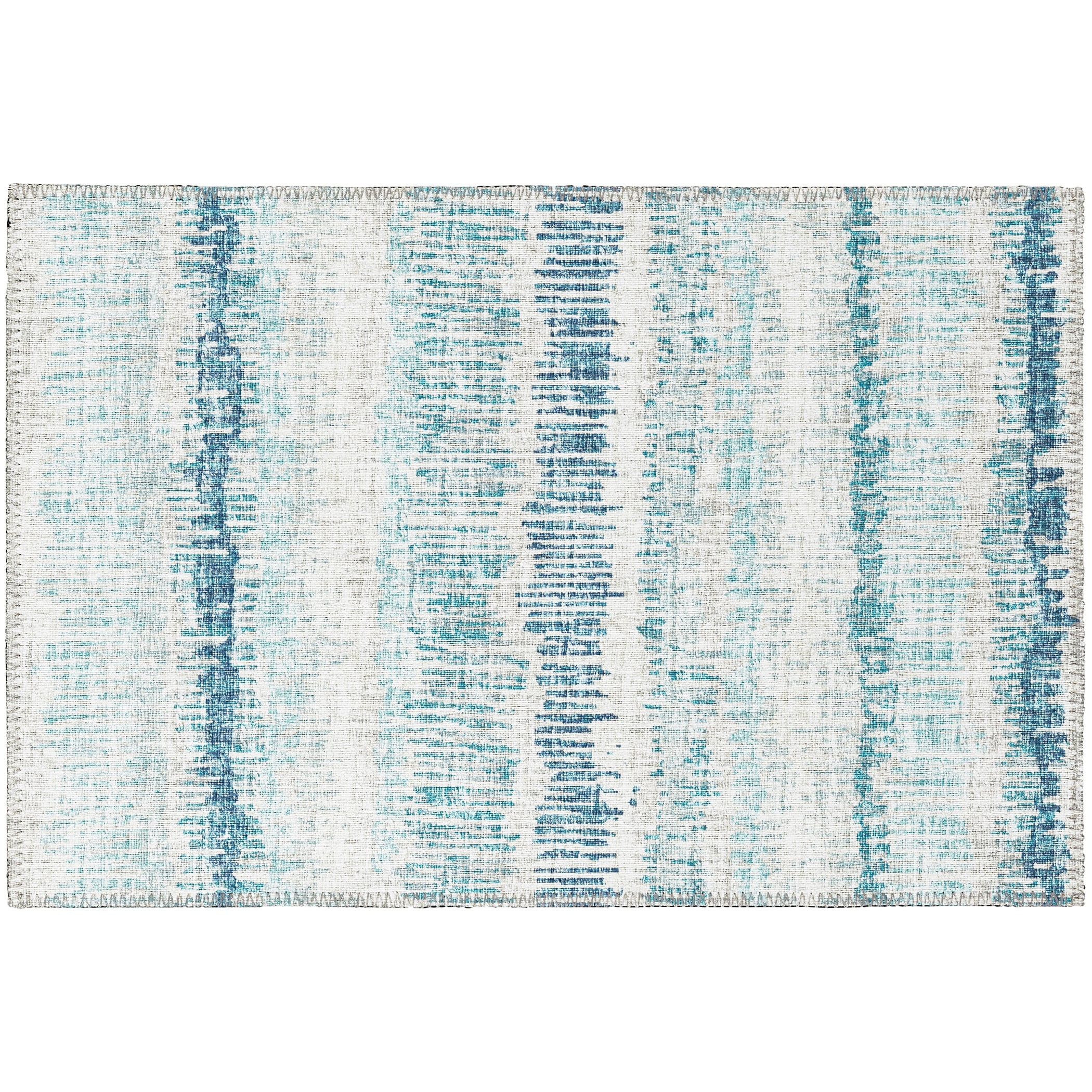Blue Chenille Flat Woven Non-Slip Accent Rug