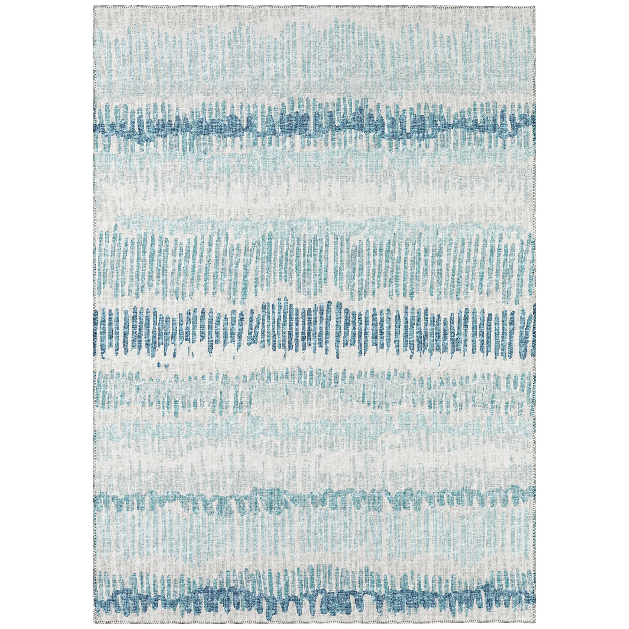Blue Chenille Flat Woven Non-Slip Rectangular Rug 3' x 5'