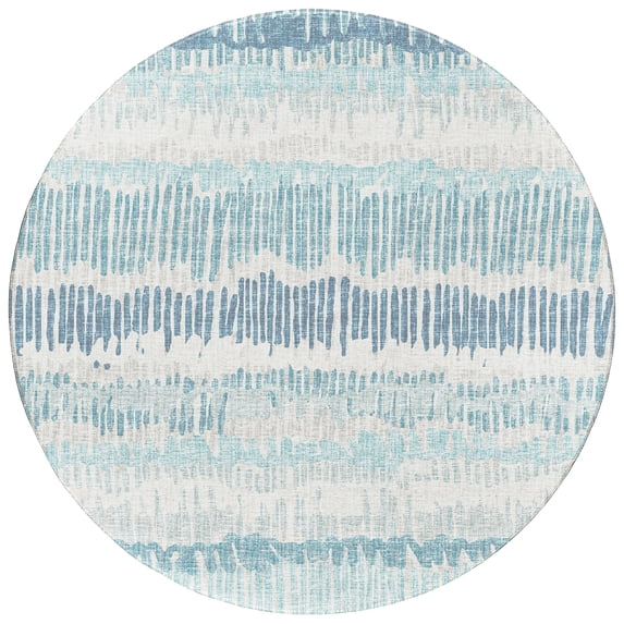 Addison Rugs Indoor/Outdoor Rylee Sketches Washable Rug New. Blue - 8' x 8' Round